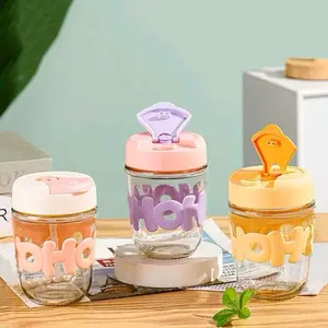 B ( B124 ) GELAS MINUM KACA HOHO TUMBLER KACA AESTHETIC + BOX 400 ML Bottles Kitchenware Sedotan Souvenir