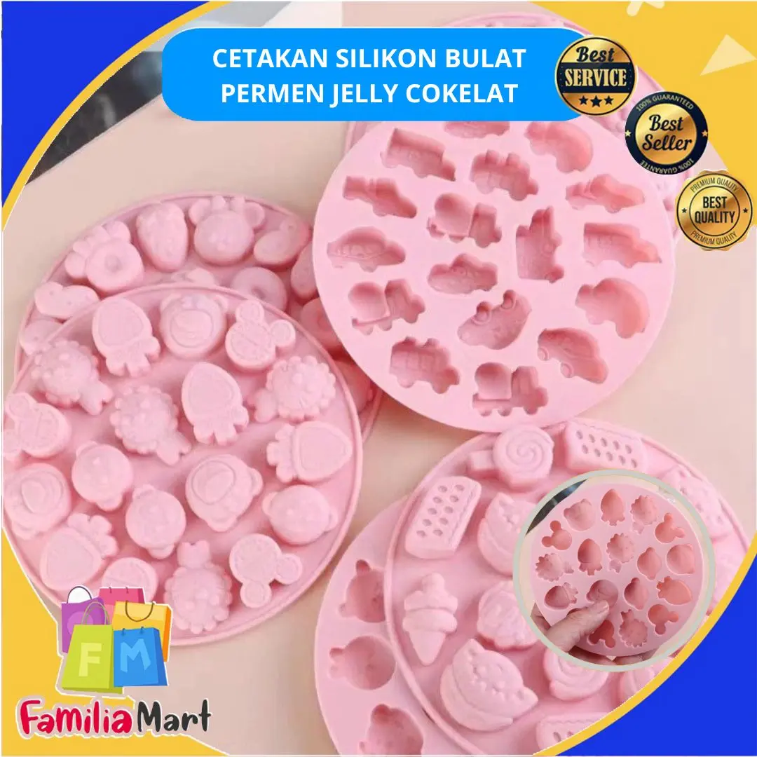 CETAKAN SILIKON BULAT PERMEN COKELAT KARAKTER / CETAKAN KARAKTER SILIKON / ROUND SILICONE MOLD FOR CANDY CHOCOLATE JELLY PUDDING