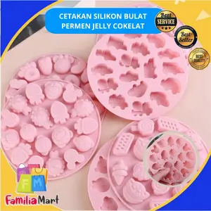 CETAKAN SILIKON BULAT PERMEN COKELAT KARAKTER / CETAKAN KARAKTER SILIKON / ROUND SILICONE MOLD FOR CANDY CHOCOLATE JELLY PUDDING