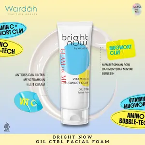 Wardah Perfect Bright Now Vitamin C Mugwort Clay Oil Ctrl Facial Foam | Wajah Cerah & Bebas Minyak! | Sabun Cuci Muka Wardah