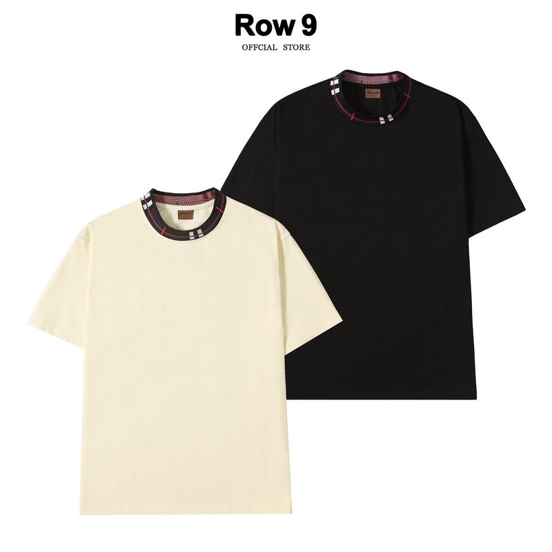 Áo Thun Nam Nữ Hai Màu cổ Dệt Cotton Mềm 2 Chiều 250 gsm  , thương hiệu Row9 mã hàng APR-022