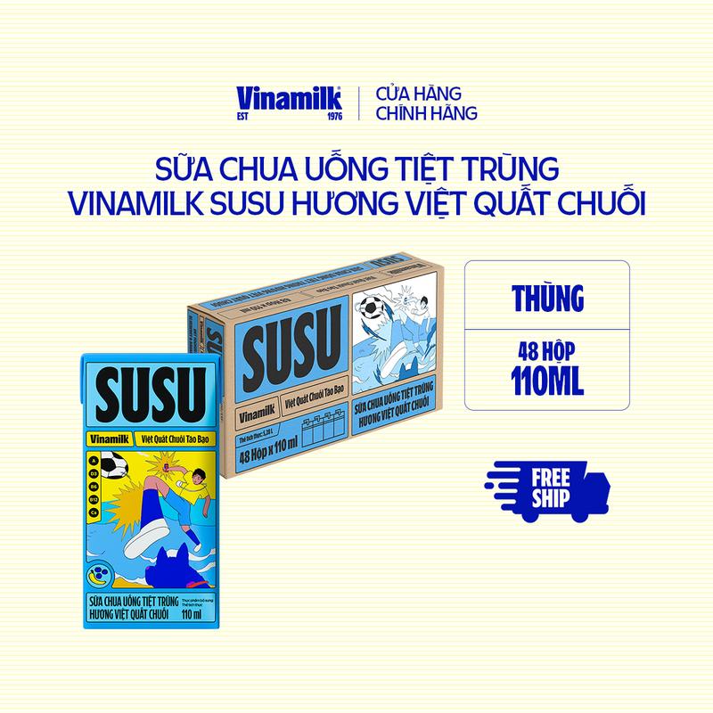 Sữa Chua Uống Vinamilk SuSu hương Việt quất chuối- Thùng 48 hộp 110ml
