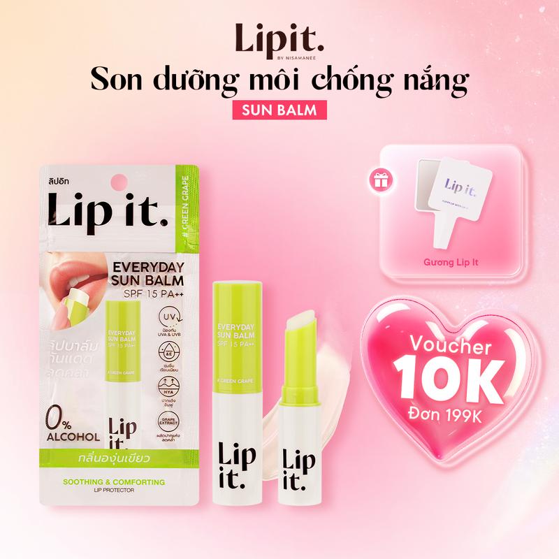 Son Dưỡng Môi Chống Nắng, Dưỡng Ẩm Hỗ Trợ Mờ Thâm Lip It Everyday Sun Balm SPF15 PA++ 3g