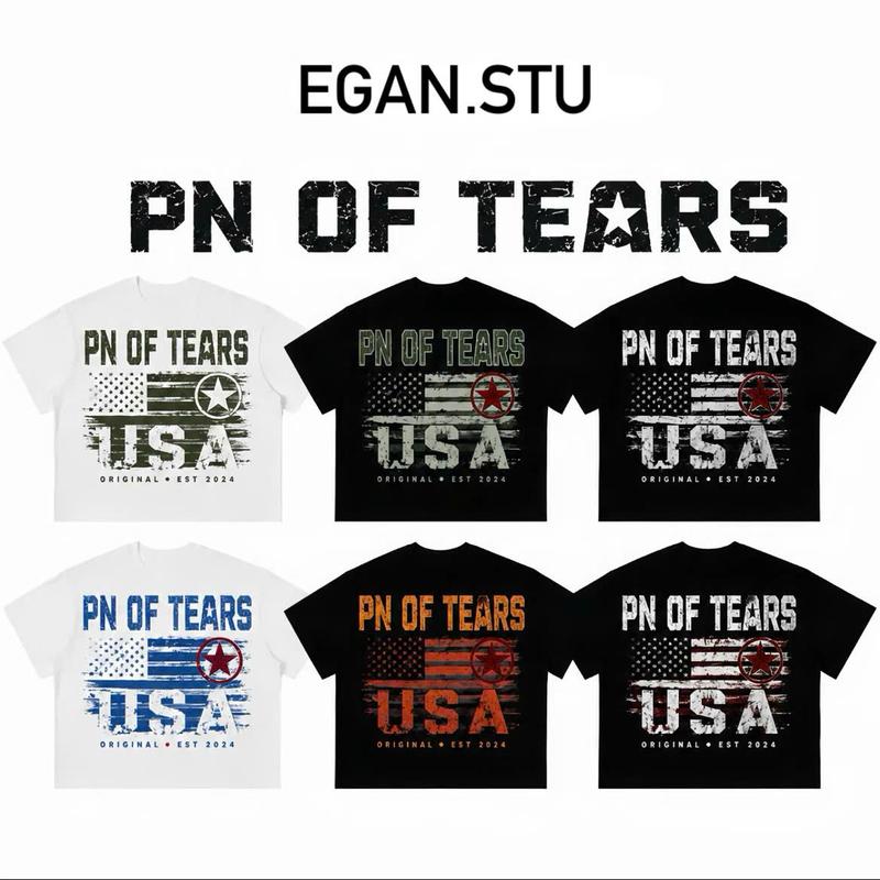 [Deal Mở Bán] Áo Thun Nam Nữ Cotton Form Rộng In Chữ PN OF TEARS USA Basic Streetwear Unisex