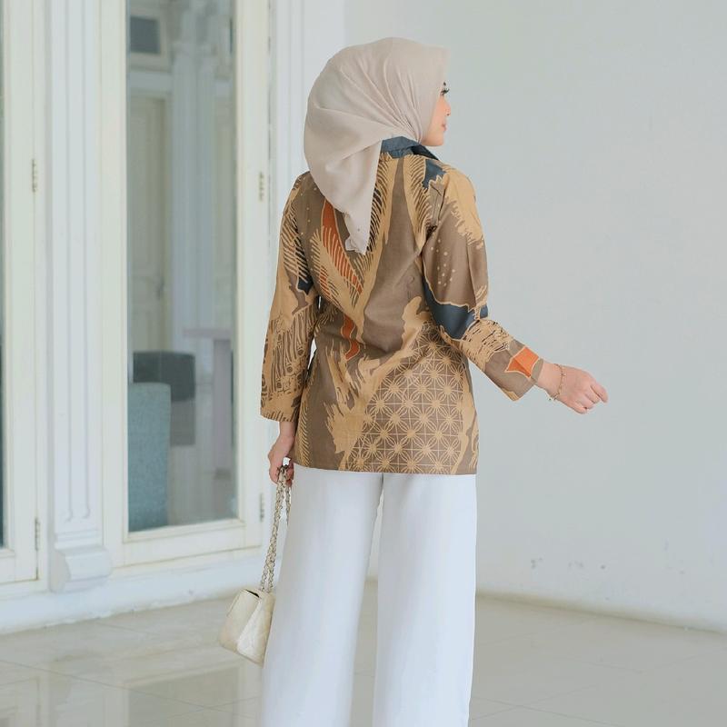BLAZER  CITRA ATASAN WANITA BATIK KAIN KATUN HALUS LAPIS FURING TRIKOT MURAH Nyaman Panjang 5