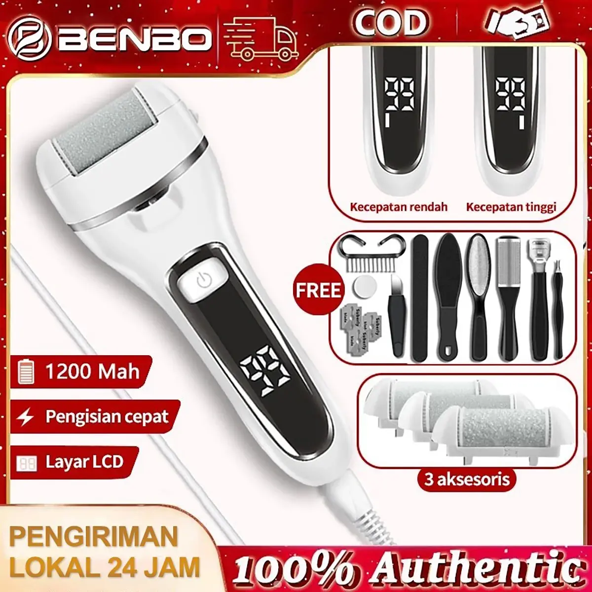Penghalus Kaki Elektrik Perawatan kaki Portable Foot File Grinder Alat penghalus tumit kaki