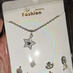 Anting Kalung Satu Set 5 Pasang Perhiasan Moulded Plastic Anti Karat Wanita Korea Piercing Jewelry Earrings Necklace SIlver Gold Premium Fashion