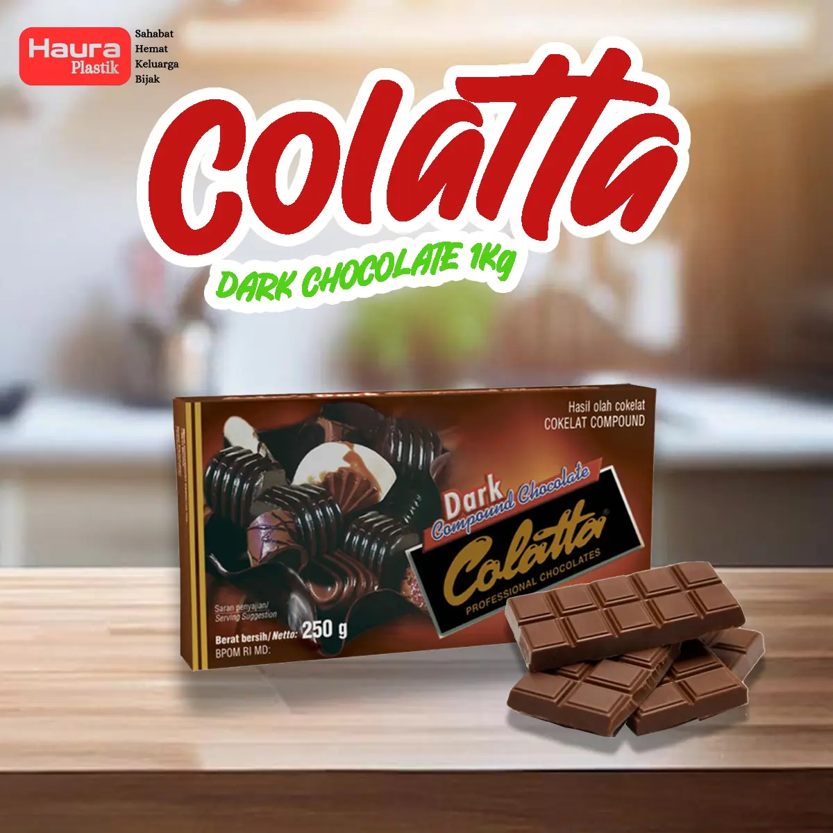 colatta dark chocolate coumpound 250 gram Coklat batangan Cokelat Food
