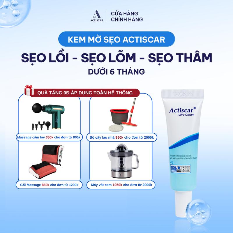 ACTISCAR Kem mờ sẹo bản cải tiến - Hỗ trợ ngăn ngừa hình thành sẹo mới làm mềm phẳng sẹo thâm và sẹo lồi lõm dưới 6 tháng Kem 20g