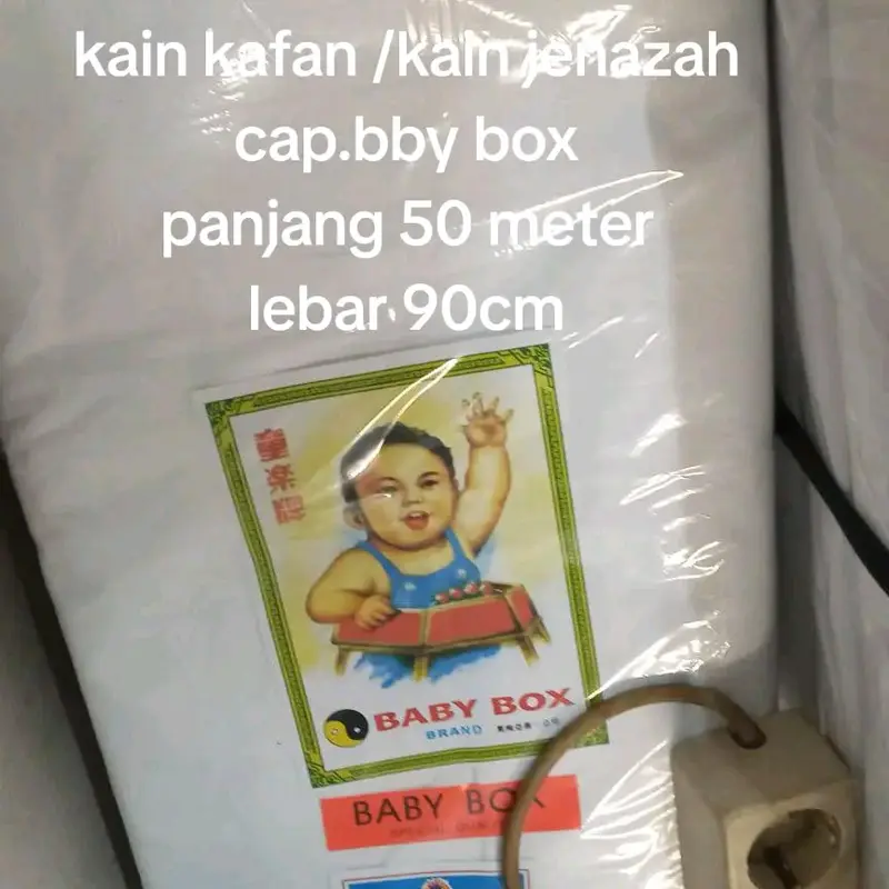 1 ROLL (50 METER)Kain kafan/KAIN PUTIH /KAIN JENAZAH Cap BABY dan cap HOrses WARNA PUTIH BERSIH 2