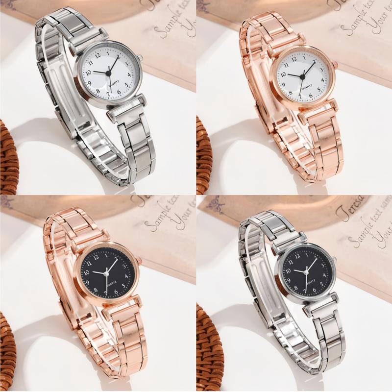 Đồng hồ quartz nữ phong cách mới với mặt số nhỏ, dây đeo hợp kim - Món trang…