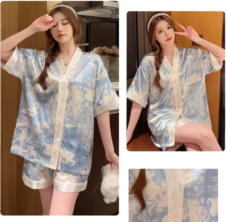 COD Piyama Wanita Kancing Depan baju tidur wanita Best Quality SATIN murah mewah elegan Piyama satin Fit piyama one set 6