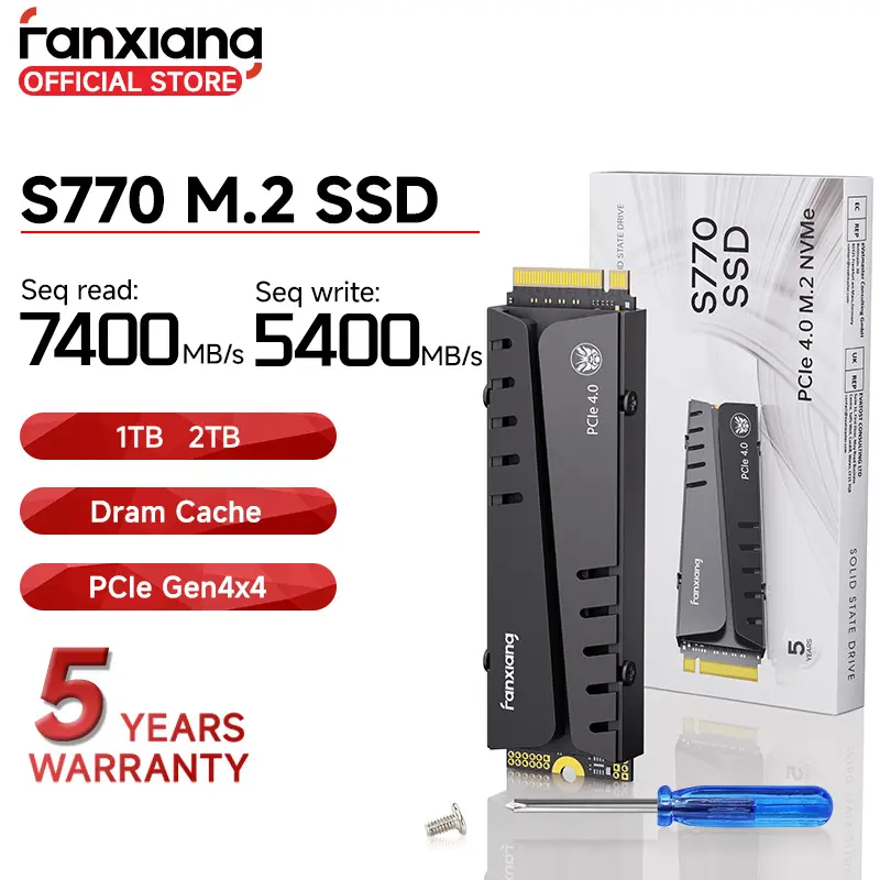 Fanxiang S770,PCIe 4.0 M.2 NVMe SSD,  với Dram TLC, có sẵn trong 1TB, 2TB và 4TB, Thích hợp cho PS5 PC để bàn