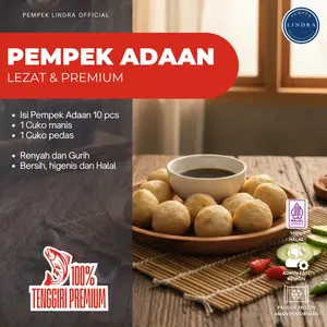 Pempek Lindra I Pempek Palembang Asli I Lezat I Ikan Tenggiri Premium I Tanpa Pengawet | Pempek Adaan Lindra (Isi 10Pcs) + 1 Cuko Pedas, 1 Cuko Manis