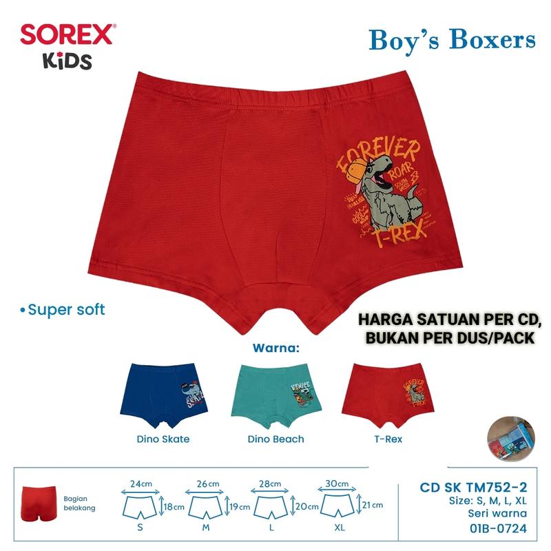 SOREX KIDS BOY SK TM 752-2 DINO SERIES - CD CELANA DALAM BOXER ANAK COWOK LAKI LAKI 0