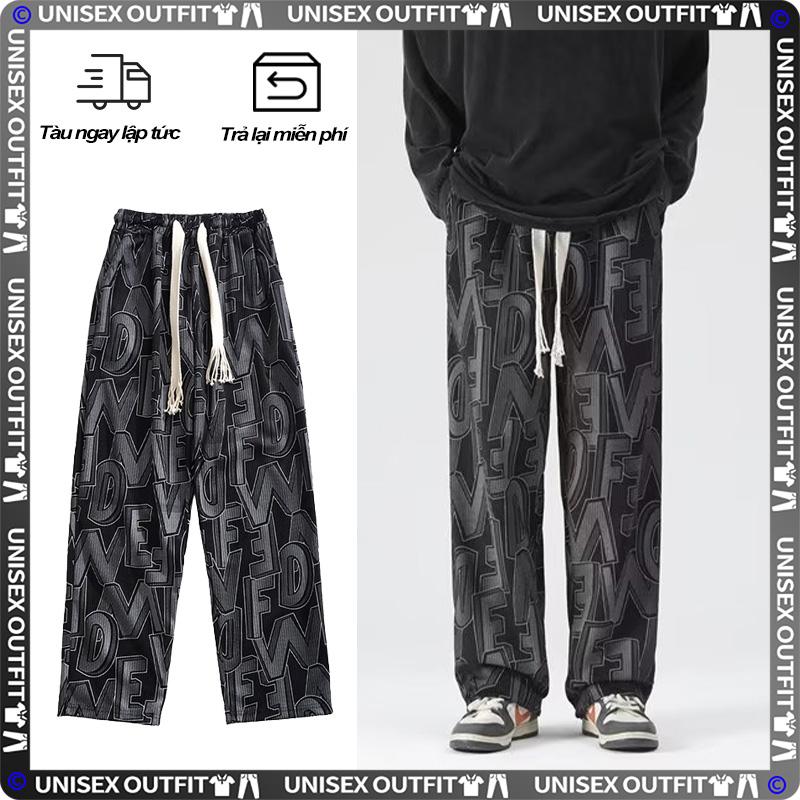 Quần Ống Rộng Nam Nữ Vải Nỉ Hoạ Tiết Unisex Hiphop