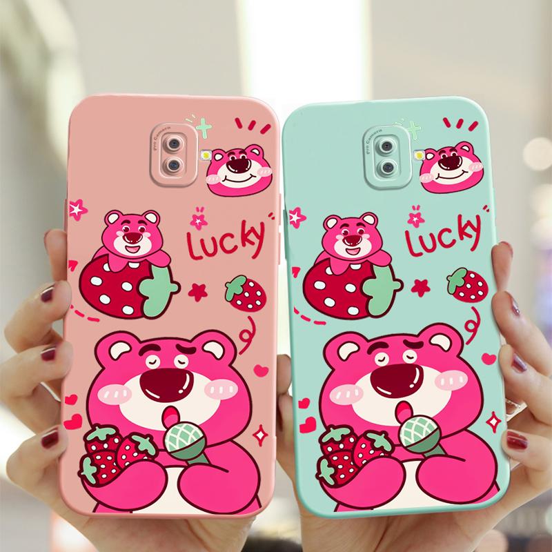 Ốp Gấu Dâu Tây May Mắn Cho SAMSUNG GALAXY J6 Plus 2018 J610 Ốp Khuyến Nghị Thiết Kế Mới Ốp Lưng Chống Sốc TPU Silicon Mềm Lỏng Ốp Điện Thoại