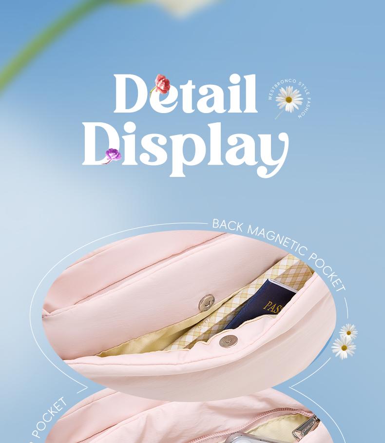 WESTBRONCO [PUFFER LOVA BAG] Shoulder bag, multiple pockets, waterproof, crossbody bag, adjustable shoulder strap, suitable for commuting or going to school.