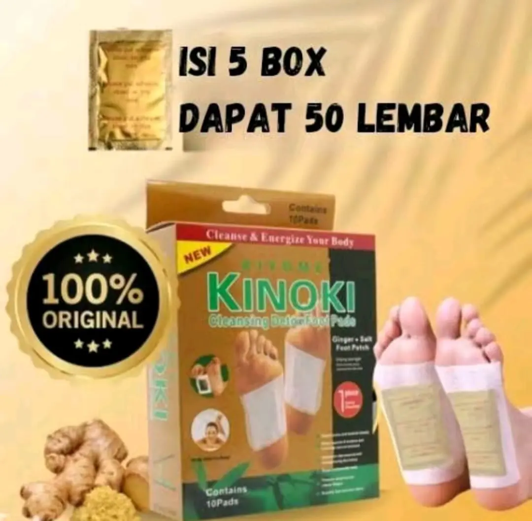 5 PACK 50 PCS Kinoki Koyok Detox Gold Koyo Kesehatan Kaki Herbal Original Foot Patch Membuang Racun