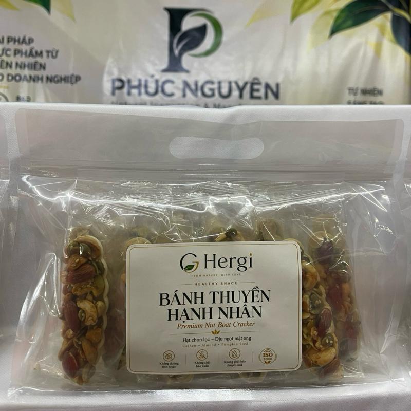 Hergi Bánh Thuyền Hạnh Nhân Premium Nut Boat Cracker - Sản phẩm tự nhiên từ Phúc Nguyên - Hạt chọn lọc - Dễ ngon mát ong
