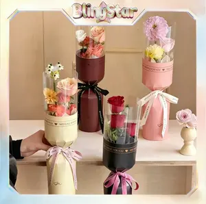 BlingStar 10Pcs Potongan Terintegrasi Bentuk Tunggal Transparan Buket Bunga Kertas Pembungkus DIY Kertas Buket Bunga DIY Merah Hitam Kuning Merah Muda Hari Ibu