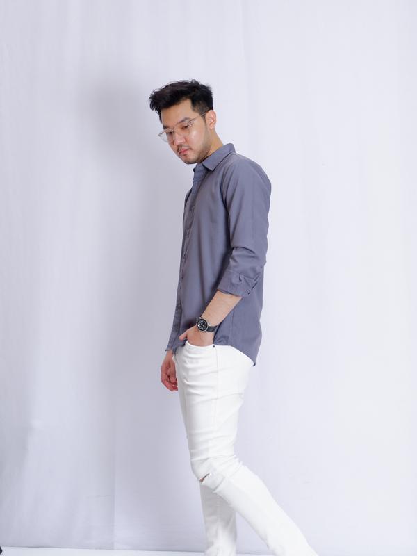 Tryst - Helcurt Cotton Shirt | Kemeja Lengan Panjang | Katun Toyobo Premium | Kemeja Pria Slimfit Polos | Baju Kerja Formal | Atasan Cowok Dewasa | Casual Basic Lembut 6