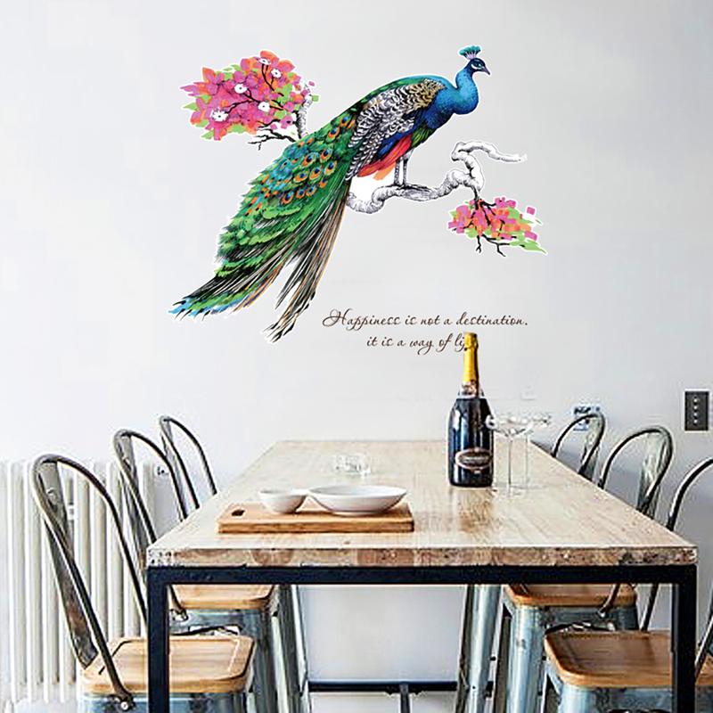 Wall Stiker Dinding Aesthetic – Bahan plastik vinyl transparan, ukuran 90cm x 60cm (P x T) per pcs, motif burung merak di atas dahan pohon. Terbuat dari kertas sticker, ideal untuk dekorasi dinding yang elegan dan menarik 7