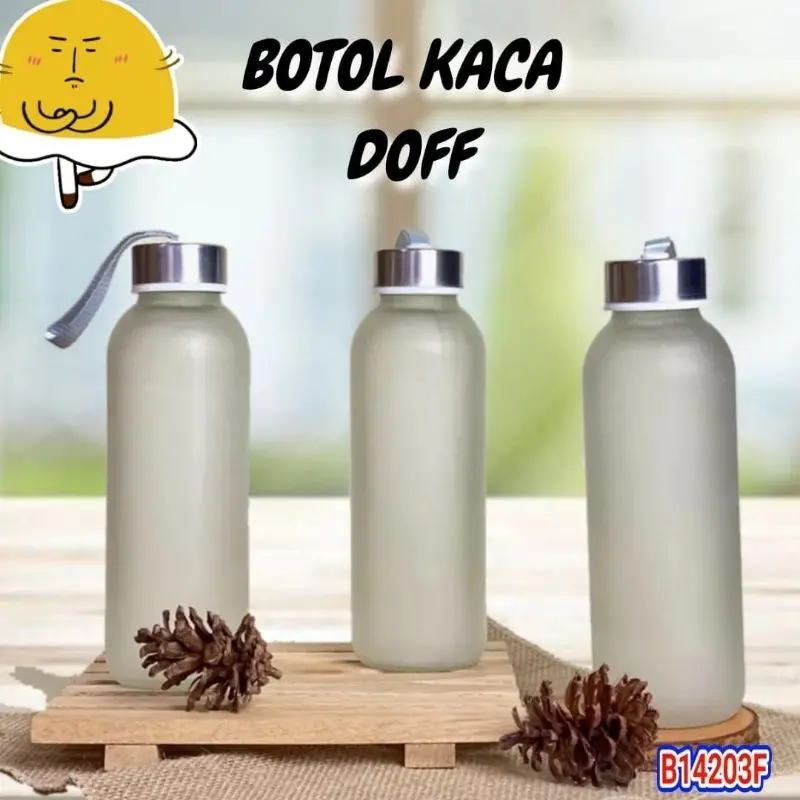 Botol Minum Aesthetic Kaca Bening Doff Wadah Minuman Tempat Air Souvenir Murah Tumbler Korea Botol Anak Laki Laki Mini Travel 7