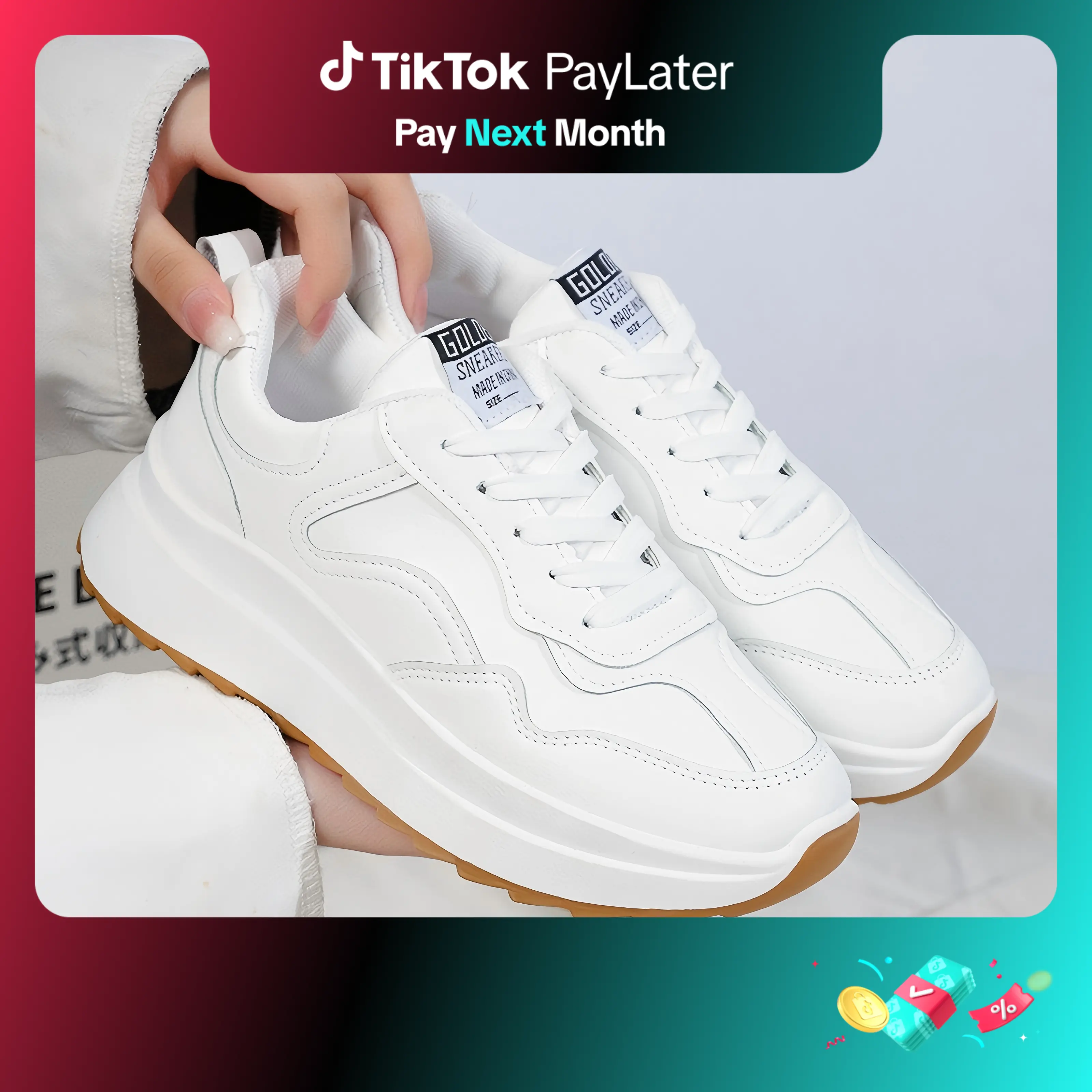 ICEbear Fashion comfortable Korean white rubber sneakers shoes for women