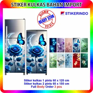 Stiker Kulkas 1 Pintu dan Sticker Kulkas 2 Pintu Motif Bunga 8