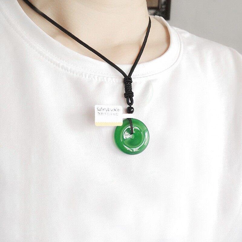 Product Introduction of Warm male big white pendant men and women couple pendant Necklace safety buckle lucky pendant ( Free Rope ) 16
