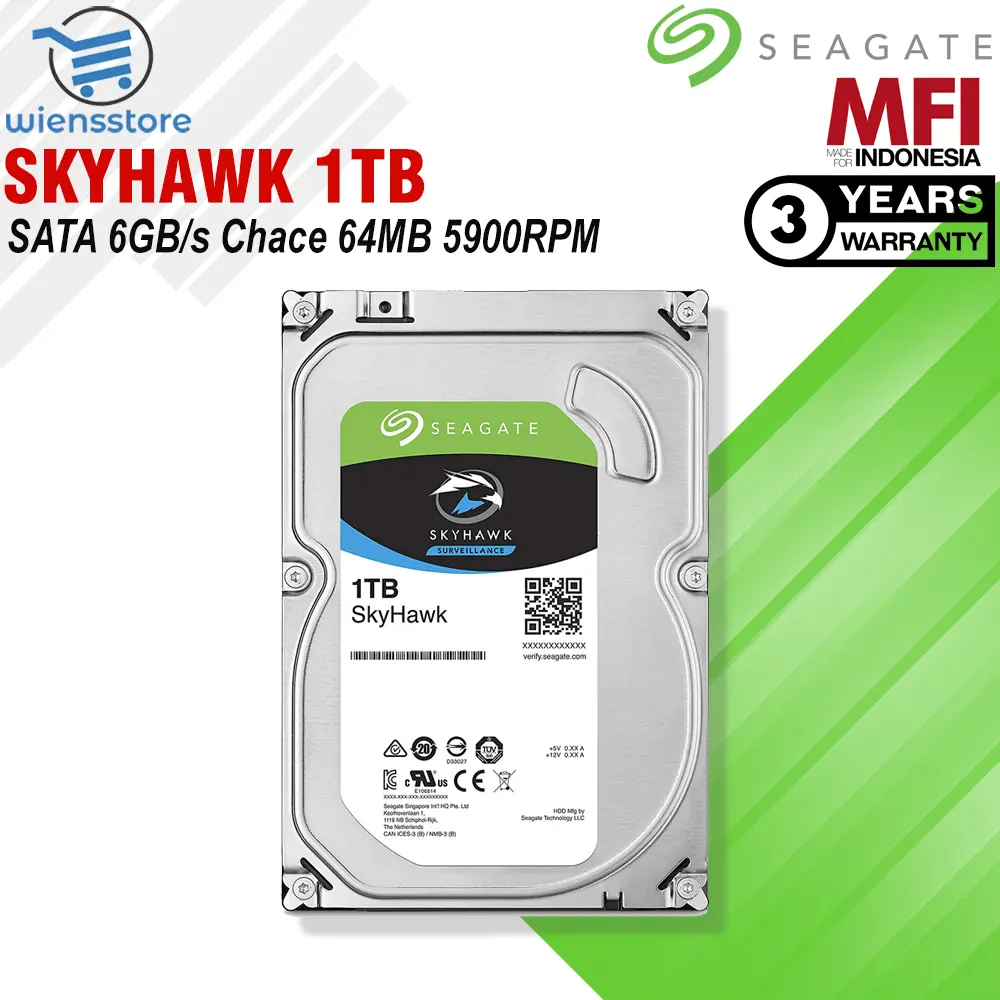Seagate Skyhawk 1TB SATA 6GB/s Chace 64MB 5900RPM-Hardisk CCTV Storage Hdd
