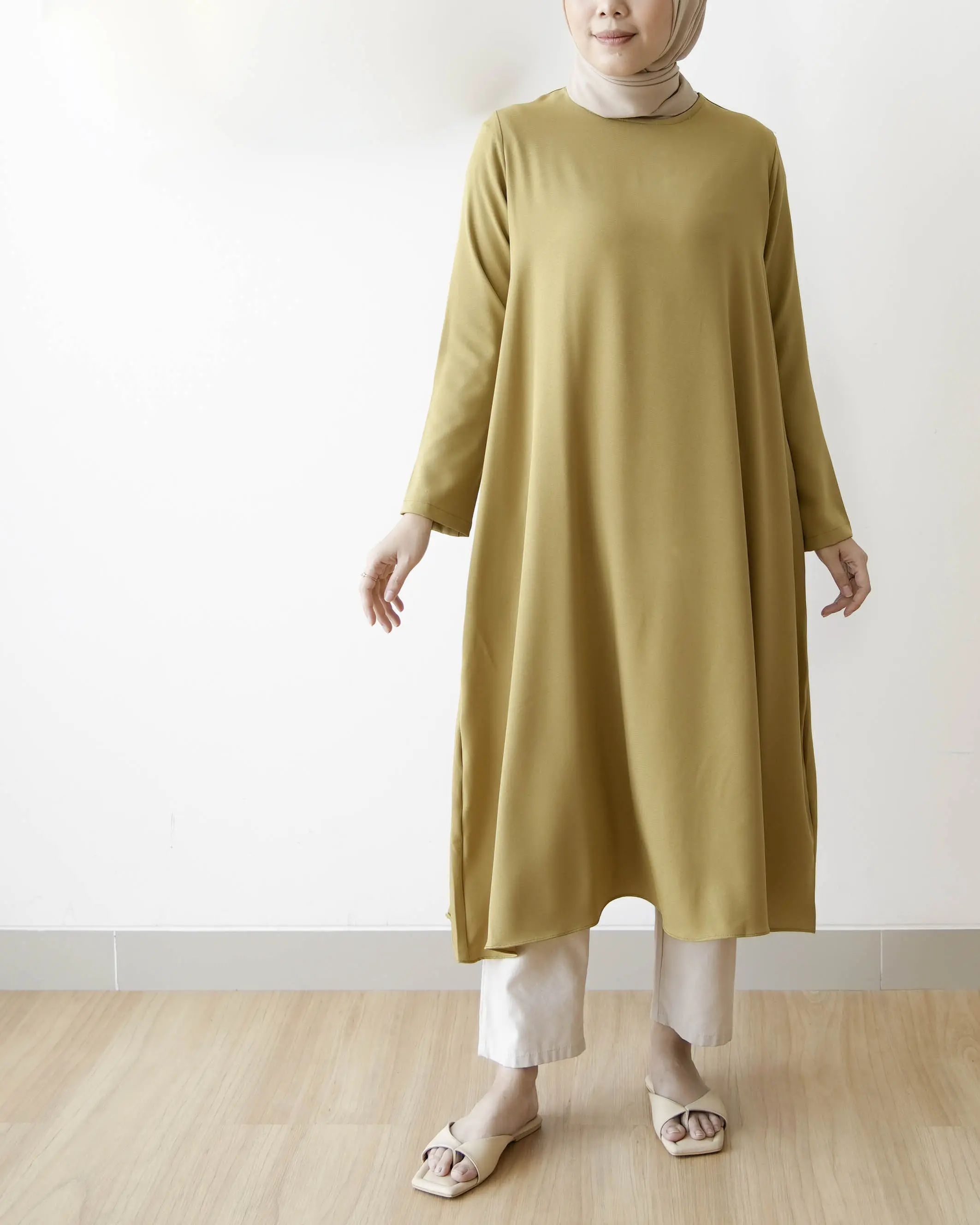 MISTYVORI | Irene Tunik Baju Wanita Basic Anti Kusut Polos Muslim Panjang Katun Soft Simple Formal Atasan Kasual Simple Casual Semi