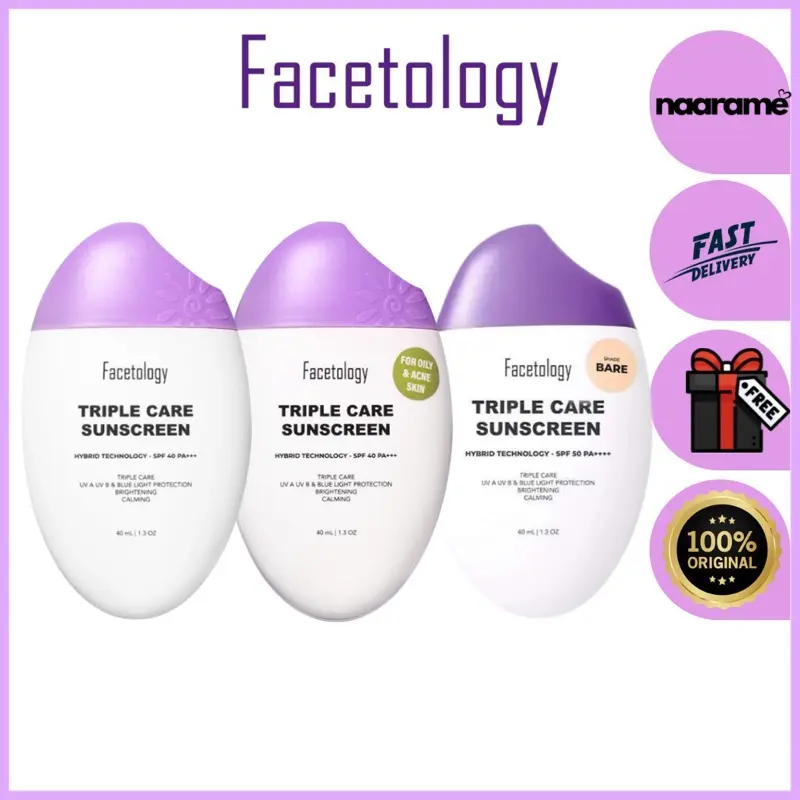 Facetology Triple care Sunscreen 40g / Facetology Triple Care Sunscreen For Oily Skin 40g / Facetology Tinted Sunscreen