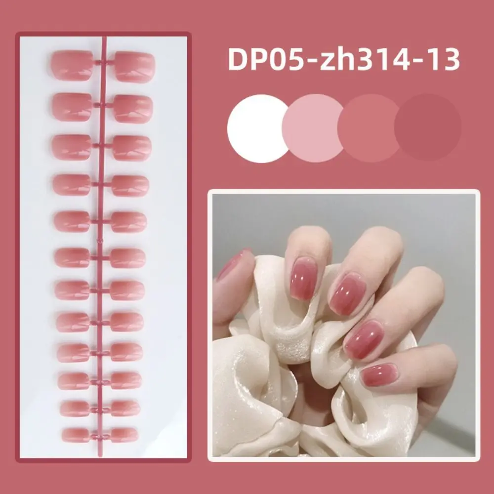 24pcs Fashion Detachable Short Square Head False Nails Solid Color Full Cover Glossy Wearable Fake Nails Ballerina Manicure Tool Press Wearable False Nails Women