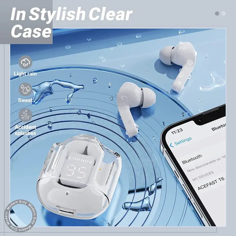 Tws A31 Ultra pods in-Ear Earbuds Air31, Bluetooth Headphones Noise Canceling Translucent Bluetooth Headset (Multicolor, True Wireless) Music Headset V5.2 Bass Earphone
