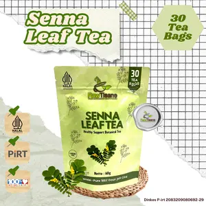 RawTisane Teh Daun Sena 30 Tea Bags - Teh Hijau, Jeruk Kering, & Bunga - Halal Indonesia - PiRT - 60g - Green