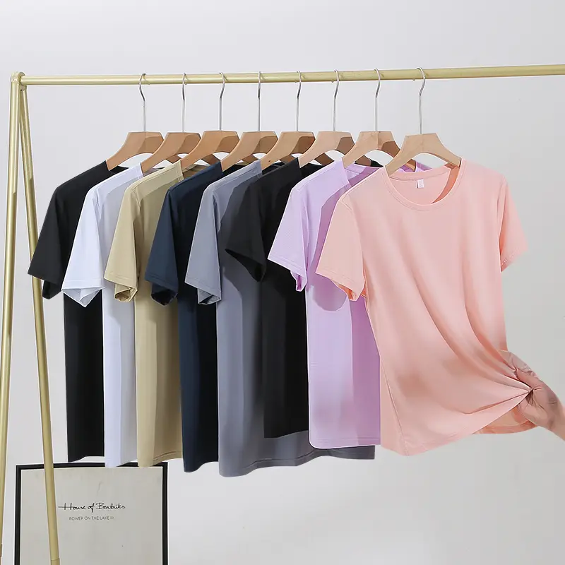 Summer ice silk T-shirt for men and women, simple sports and leisure T-shirt