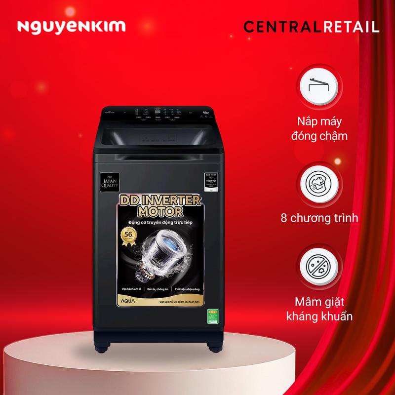 [Free Giao Lắp] Máy giặt cửa trên Aqua Inverter 10 kg AQW-DR100JT.BK