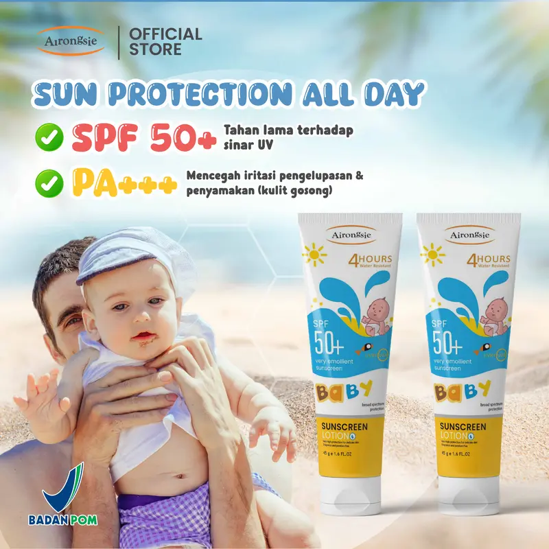Airongsie Sunscreen Baby Kids Bundling 7 pcs  Airongsie SPF50+ 4 Hours Water Resistant UVA UVB 4