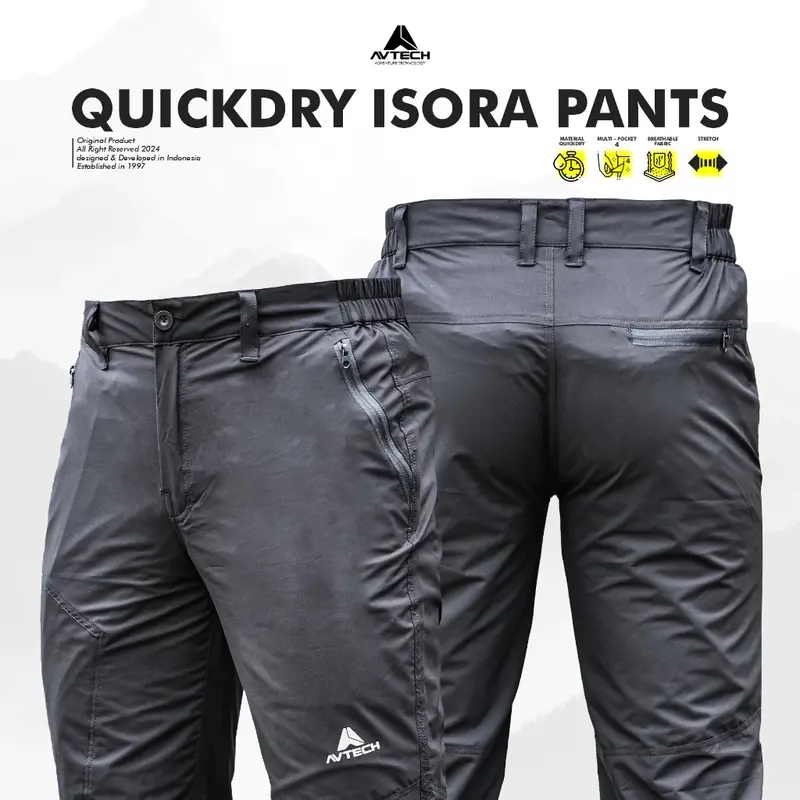 AVTECH - Celana Panjang Gunung Outdoor Hiking Travel Harian Lifestyle Quick Dry Slim Fit - ISORA 4