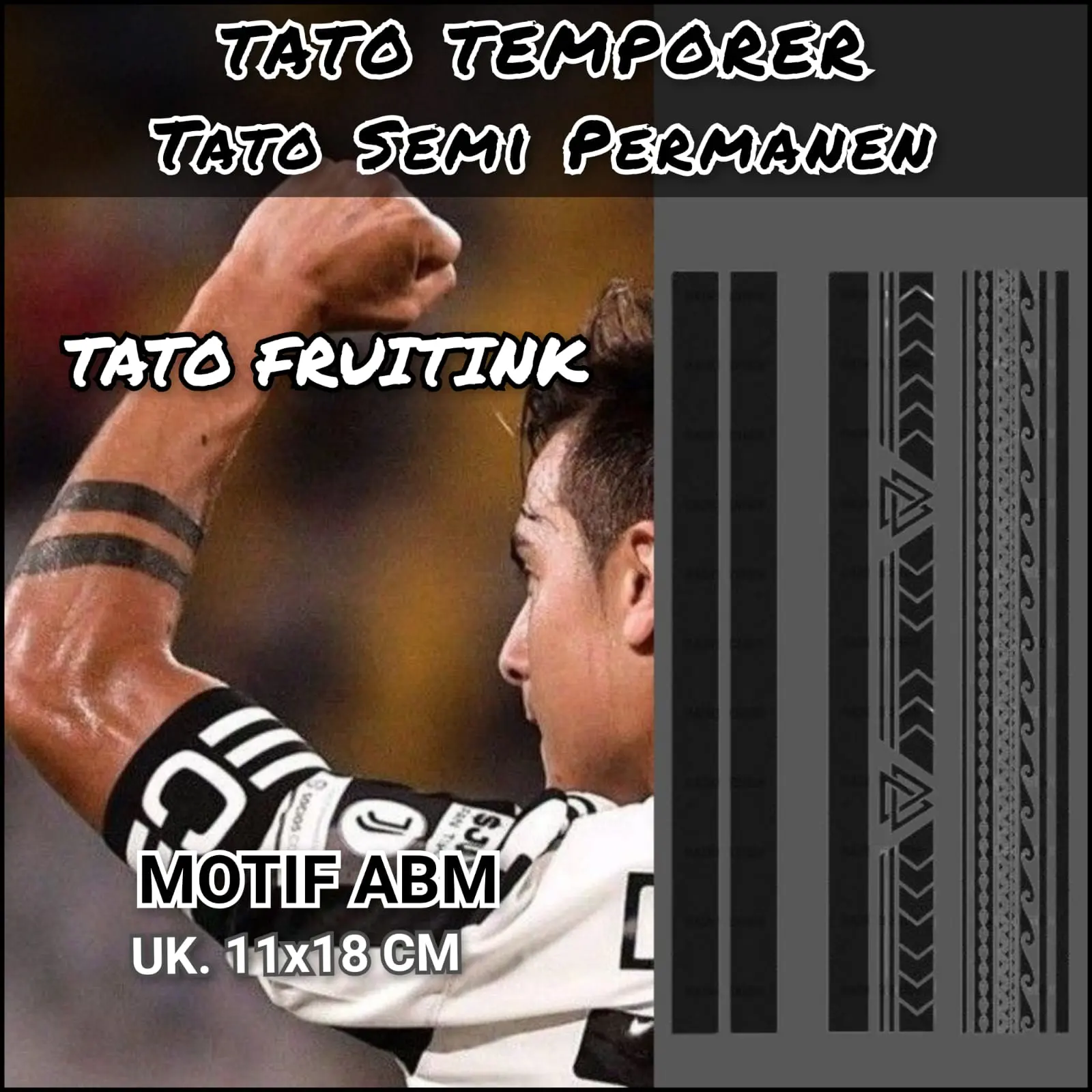 BERTATO-Stiker tato temporer semi permanen anti air SERI ARM BAND - Stiker Bertato Temporer SERI ARMBAND Temporary Tatto