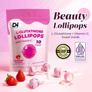 C+Collagen L-Glutathione Permen Lolipop with Vitamin C - 10 Batang, untuk Kesehatan Kulit dan Glowing,Hydrolyzed Collagen Peptides dengan Vitamin C, Stroberi,Hadiah untuk Wanita / Hadiah Istri / Hadiyah Spesial , COD | BPOM [HALAL]  | Divinity Nutra