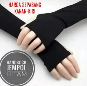 Manset Deker Tangan Sepasang Jempol Jari Long Handsock Arm Sleeve Finger Rajut Polos Sepeda Muslimah Baju Wanita