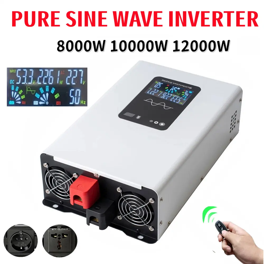 Inverter 12v 220v Pure Sine Wave 8000W 10000W 12000W DC 12V 24V 48V 60V 72V To AC 110V 220V Converter RV Vehicle Solar Inverters