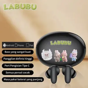 Labubu LP90 Generasi Baru Headset Bluetooth Nirkabel Asli Tahan Air IPX5 Cocok untuk Xiaomi Apple dan Android dengan Masa Pakai Baterai 3-4 Jam dan Jarak Transmisi 10 Meter - Earphones Wireless