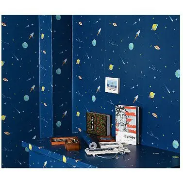 WALLPAPER DINDING MURAH MOTIF LUAR ANGKASA  COD BAYAR DITEMPAT - 45 X 5 METER stiker