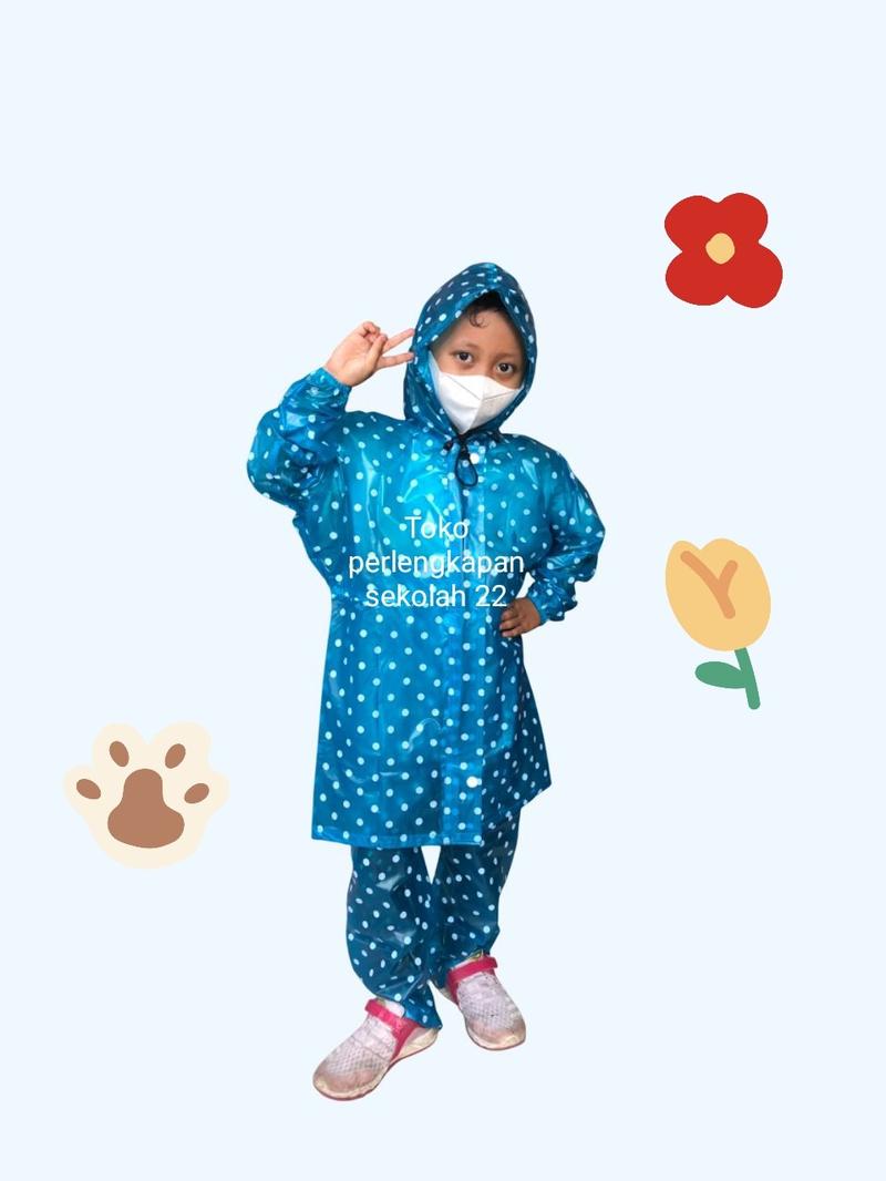 Product Introduction of jas hujan anak laki² dan perempuan usia 4 sampai 10thn motip pulkadot lucu tebal dan bagus 7