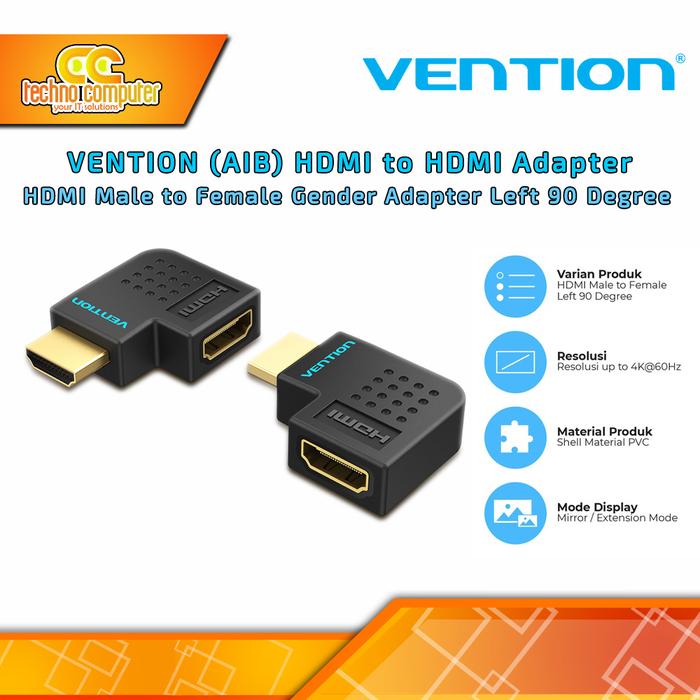 Gambar VENTION ADAPTER DISPLAY - HDMI Male to Female Gender Adapter 90 Degree - AIB Left dari Techno Computer Bali Kota Denpasar Tokopedia