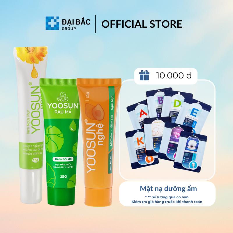 Combo 3 tuýp YOOSUN Acnes Rau má Nghệ kem ngừa mụn mát da lành sẹo
